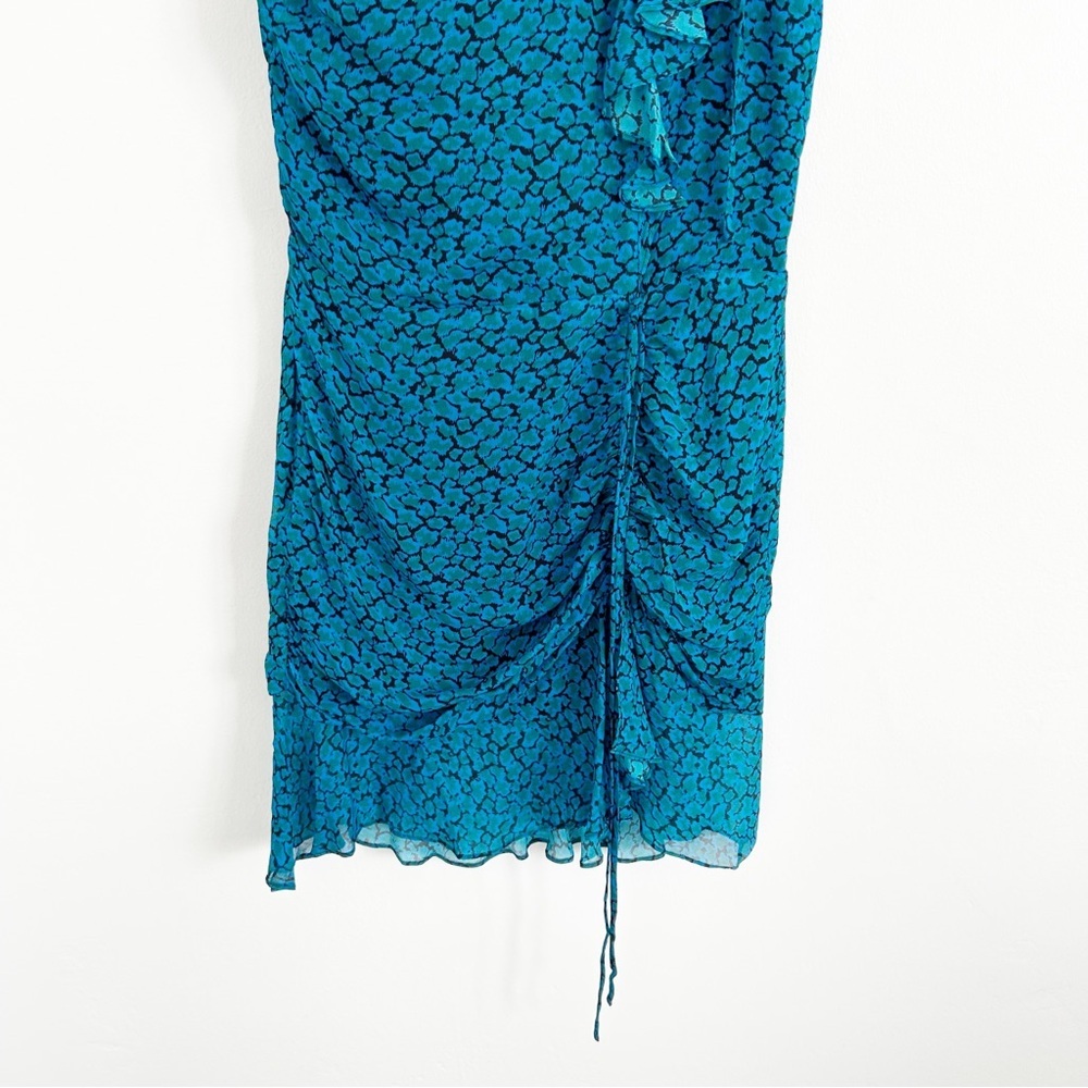 Karina Grimaldi Revolve Tana One Shoulder Ruched Mini Dress Teal Size XS - Picture 4 of 13